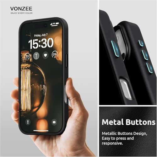 Image of VONZEE Hybrid Shockproof Back Cover Case Compatible with iPhone 17 Pro Max 6.9'', TPU+ Polycarbonate Transparent Anti-Yellow Non-Slip Full-Body Protection Back Phone Case - Black