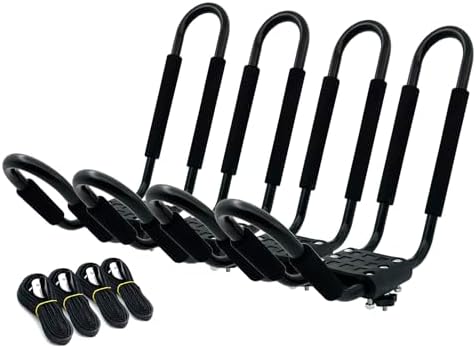 Kayak Roof Rack for 2 Kayaks Carrier, Kayak J Bar Hooks Roof Moun...