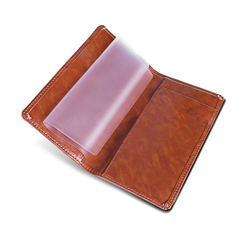 Aurya Leather Checkbook Cover Holder with Free Divider Left Handed with Middle Pen Design Checkbook Cover Case for Women/Men - Thumbnail 3