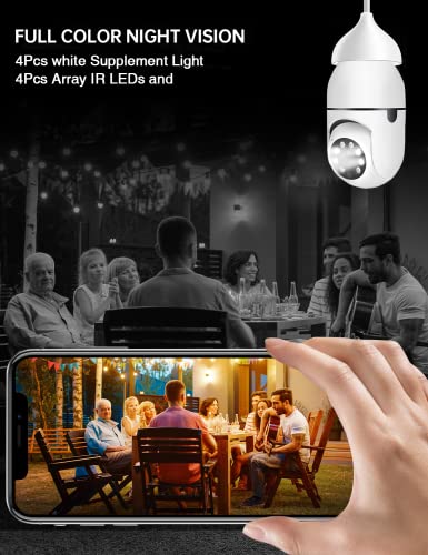 Camcamp 1080P Light Bulb Security Camera, Wireless WiFi Security Camera, Smart Light Camera with Color Night Vision, Motion Detection, 2 Way Audio - 4PCS