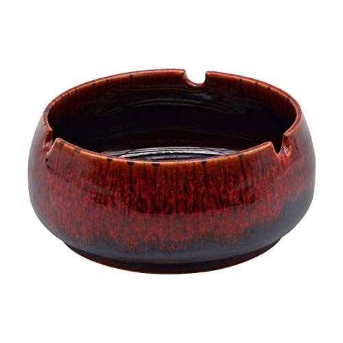 INNOLIFE Runder Aschenbecher aus Keramik, handgefertigt, Geschenke und Dekoration rot Cover