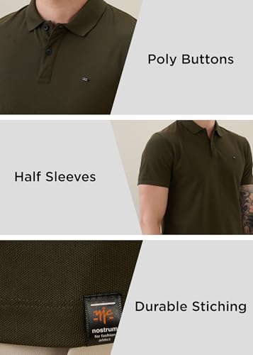 Image of Nostrum Cotton Half Sleeve T-Shirt for Men Boys, Regular Fit, Cherry, Stylish Mens T-Shirts, Polo T Shirt for Man, Collar T Shirts for Men
