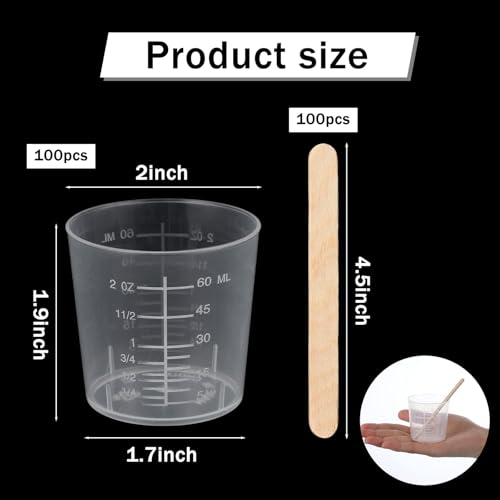 Set de 100 vasos medidores transparentes de 60 ml miniatura 2