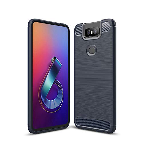 FanTing Cover per ASUS Zenfone 6 ZS630KL, Custodia Protezione in Morbida Silicone TPU, durevol, Anti Shock, Custodia per ASUS Zenfone 6 ZS630KL -Blu Scuro