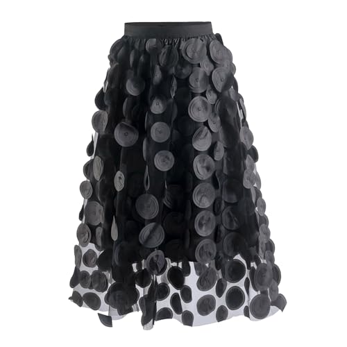 Summer Punk Style 3D Polka Dot Elastic Waist Tulle A Line Women Skirt