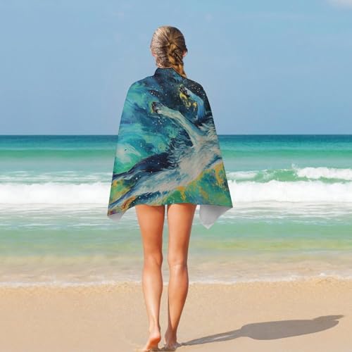 Serviette de plage légère Galactic Wolf Majesty 130x80 cm