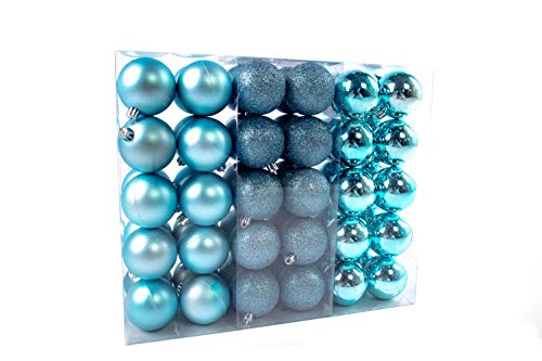 Lifestyle & More Christmas Baubles Set de Boules de Sapin de Noël 61 pièces avec Uniquement de Grosses Boules Ø 6 cm en Bleu y Compris Une étoile et des pendentifs Assortis