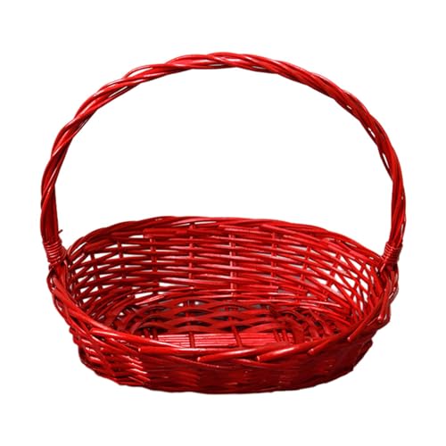 rockible Classic Easter Basket Serving Basket Reusable Handwoven Storage Basket for Candy and Girls Children Fruit Easter Gifts, red