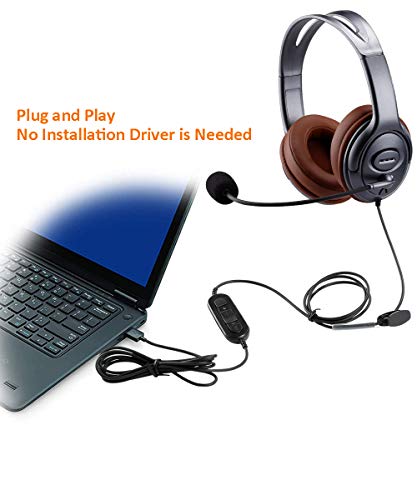 Usb Headset With Microphone Noise Cancelling And Volume Controls, Computer Pc Headphone With Voice Recognition Mic For Dragon Teams Zoom Skype Softphones Conference Calls Online Course Gaming And More #TOP1
