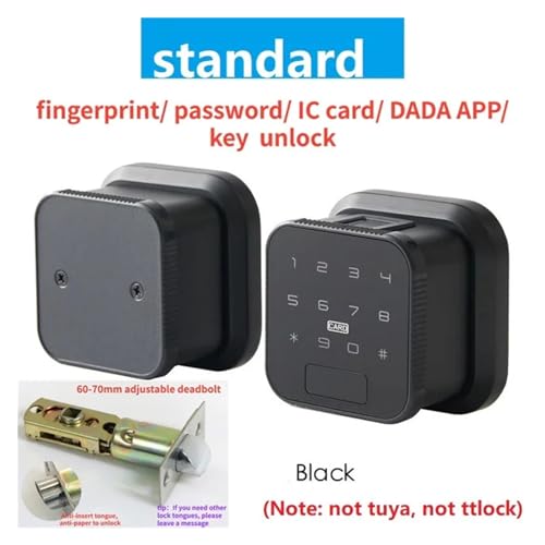 Serrure connectée Tuya et TTlock noire avec empreinte digitale - 3