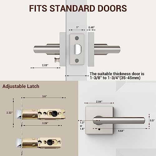 Ohuhu 6 Pack Door Handle, Satin Nickel Door Lever With Emergency Lock, Door Knobs Modern Contemporary Slim Square Design For Home Bedroom Or Bathroom Privacy #TOP5