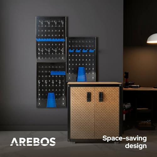 Miniatura 7 de Arebos Pared De Herramientas De Tres Piezas, Juego De Ganchos De 17 Piezas, Azul, 120 X 60 X 2 Cm, Herramientas De Pared Perforada De Metal Soportes Material De Montaje