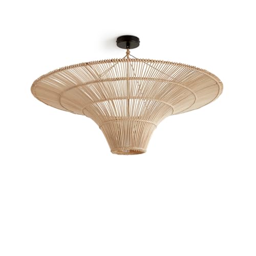Image of Bamboo Hanging Light for Balcony | Ratten Lamp Shade for Living Room | Cane Indoor Outdoor Light | Ceiling Hanging Light for Decoration | Style Umberella` (Small Dia 14 inch)