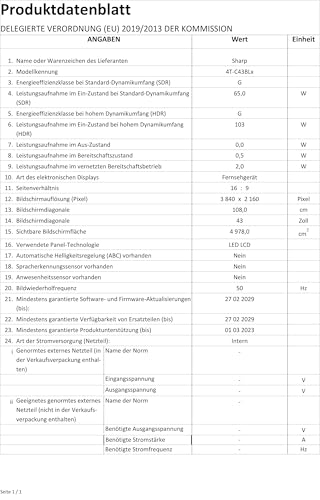 SHARP 43BL6EA Android TV 109 cm (43 Zoll) 4K Ultra HD LED Fernseher (Smart TV, Harman Kardon, Google Assistant) Energieklasse g, schwarz SHARP 43BL6EA Android TV 109 cm (43 Zoll) 4K Ultra HD LED Fernseher (Smart TV, Harman Kardon, Google Assistant) Energieklasse g, schwarz