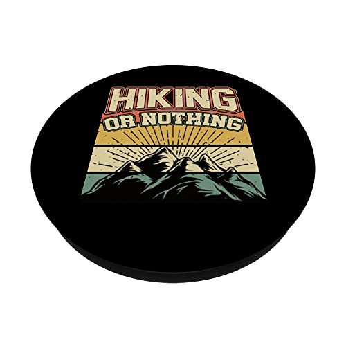 Camping & Vintage Hiking I Nothing But Hiking I Retro Hike PopSockets Swappable PopGrip, Black - Image 2