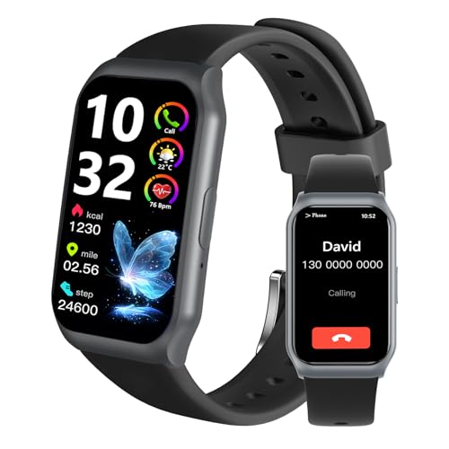 kaacly Smart Watch for Men Women Teenager with Bluetooth Calling 1.45 HD, Fitness Tracker with Heart Rate,Sleep Monitor,Pedometer, Sports Modes, Weather, Waterproof Activity Tracker Watch (Black)