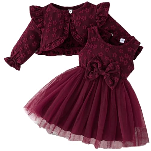 Winmany Bambino Vestito e cardigan in pizzo 2PCS Bambine Cardigan
