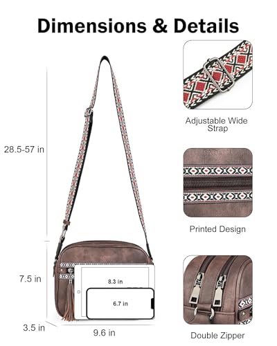Image of FADEON Crossbody Bags for Women, RFID 4 Card Slots | Vegan Crossbody with Wide Strap, Double-Zipper & Anti-Theft, Fits Kindle & Essentials, Lightweight for Work & Travel