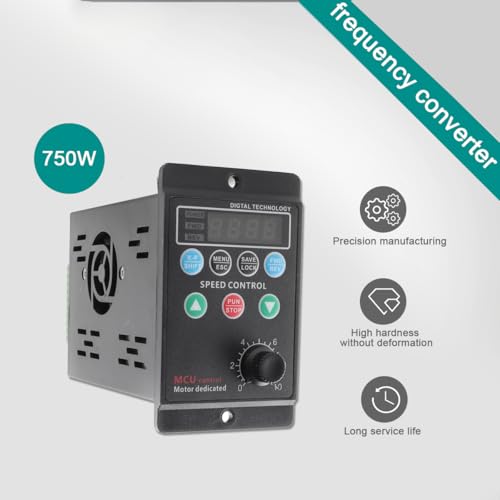 QAVODB AC 220V/750W Variable Frequency Drive, Adjustable Single-Phase to 3-Phase Frequency Converter for Spindle Motor Speed Control