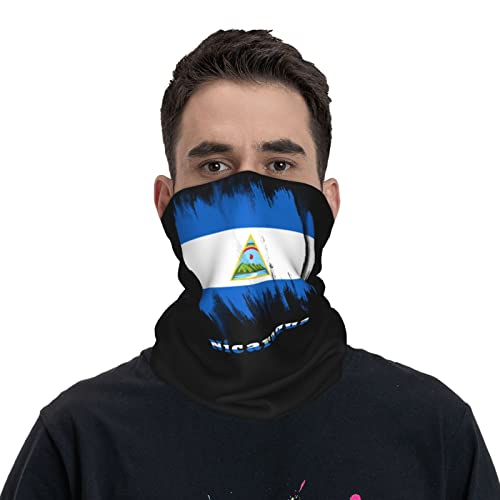 Nicaragua Flag Nicaraguan Seamless Neck Gaiter Shield Scarf Bandana Face Mask Seamless UV Protection for Motorcycle Cycling Riding Running Headbands White4