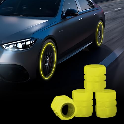 4PCs Dust Caps for Car Tyres,Fluorescent Car Tyre Valve Caps