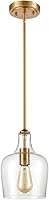 Vista 7 de JEENKAE Modern Brass Glass Kitchen Pendant Lighting Rod-Hung Gold Pendant Light, 1-Light-1