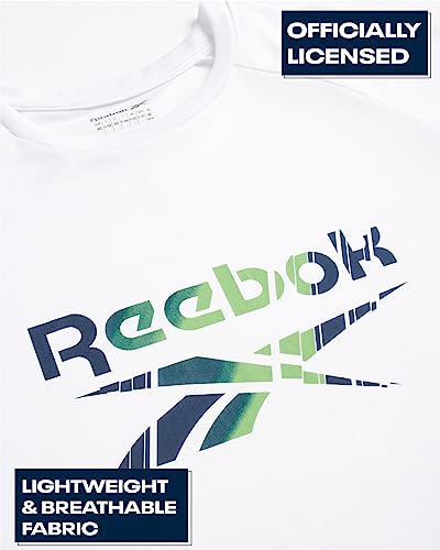 Reebok Boys’ Active T-Shirt – 2 Pack Dry Fit Performance Shirt For Boys – Kids Athletic Sports Tee (8-20), Size 18-20, White/Electric Blue #TOP1