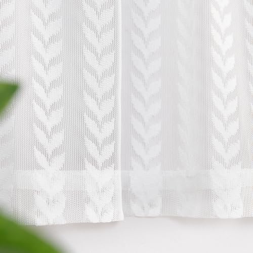 Cortinas con encaje blanco de lino para ventanas pequeñas de salón, pack de 2 6