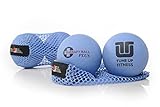 Tune Up Fitness – Therapy Ball PLUS Pair in Tote | Lacrosse Ball Upgrade - Broad Pressure Massage Therapy Balls for Myofascial Release of Buttocks, Deltoid, Calves, Lower Back & Shoulders