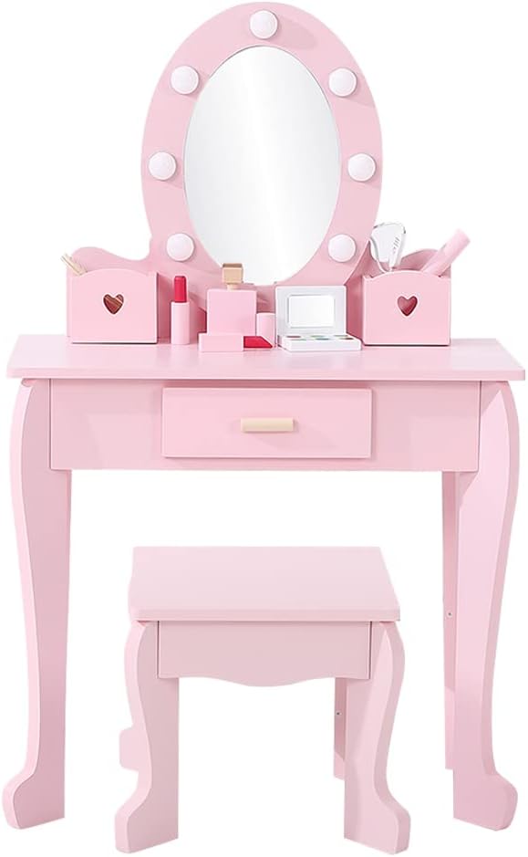 Takywep Kids Vanity with Lighted Mirror Purple