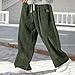 Men's Corduroy Pants Wide Leg Straight Casual Baggy Fashion Sweatpants Vintage Elastic Waist Drawstring Trousers 2025 Army Green