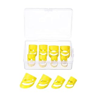 sourcing map Guitare Doigt Médiators XL L M S Dimension Jaune avec Rangement Boîte pour Guitare Basse Ukulélé Paquet de… - Les Beatles, Paul McCartney, John Lennon, RIngo Starr, George Harrison