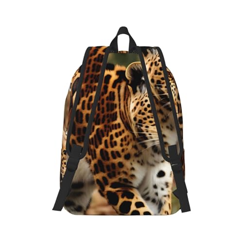 Sac à dos léopard noir décontracté avec compartiments taille S