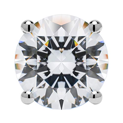 14K Solid White Gold Stud Earrings | Round Cut Cubic Zirconia | Screw Back Posts | 3.34 CTW | With Gift Box