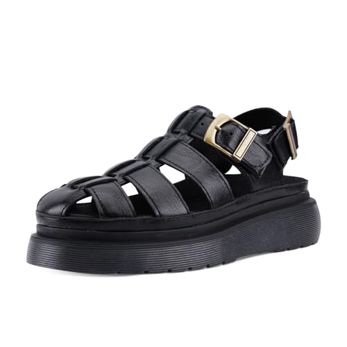 Image of Platform Sandals for Women Chunky Ankle Buckle Casual Open Toe Comfortable Flower Decoration Fisherman Sandals