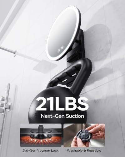 Image of Heated Shower Mirror Fogless for Shaving, Suction Cup Shower Mirror