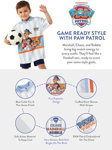 Paw Patrol T-Shirt, Maillot De Football Oversize Chase, Marshall Et Rubble pour Garçon, Tee Shirt Football Garçon, Blanc 3-4 Ans – vue 4