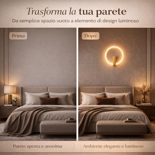 Lámpara dorada elegante Arcadia Circe aplique pared interior LED diseño moderno 6