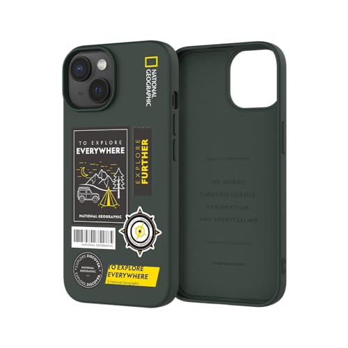 Image of National Geographic Palette Color Wappen Case TPU for iPhone 15 Plus Back Cover Case (Camping Forest Green)