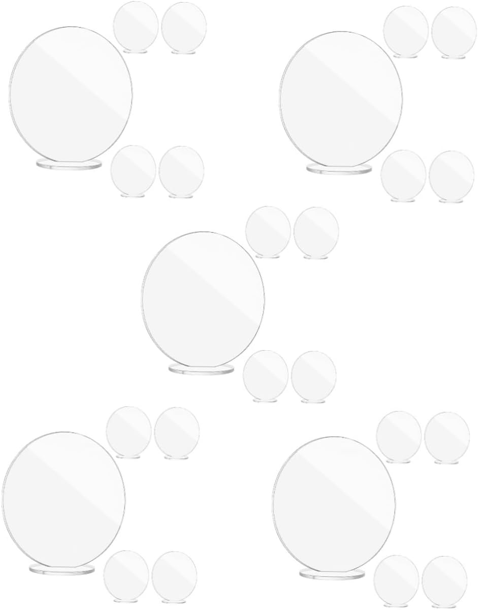 Mobestech 25sets Acrylic Round Table Signs for Weddings and Events Set of Reusable Place Cards Stands Diameter for Seating Display at Parties and Banquets