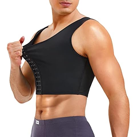 TAILONG Mens Compression Corset Vest Hide Gynecomastia Chest Binder Tank Top Faja para Hombre(Medium, Black) Cover