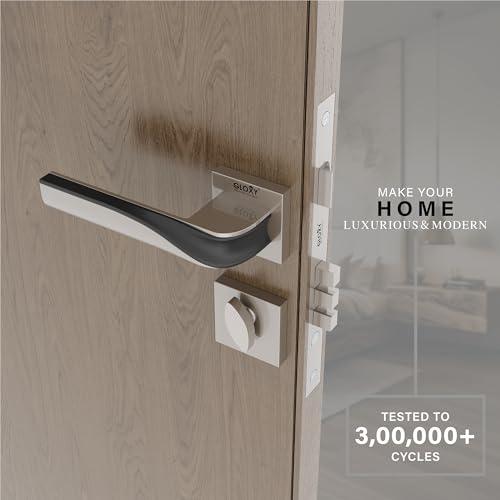 Image of GLOXY Heavy Duty Door Lock for Main Door, Mortise Door Lock for Home, Handle Set for Bedroom, Mortise Handle Set with 3 Brass Keys | Satin & Black Finish (2 Years of Warranty, Pack of 1)