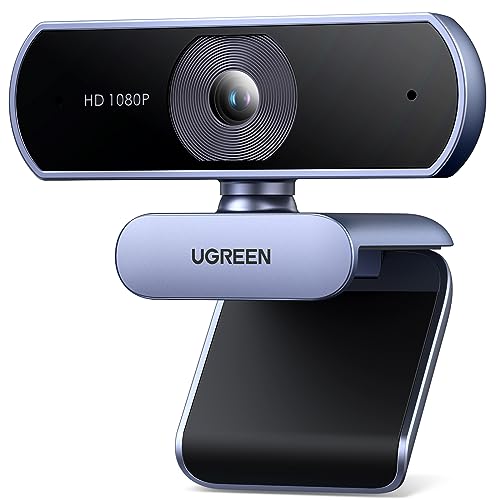 UGREEN HD Webcam with Microphone, 2 Mics Clear Stereo Audio, 1080P@30FPS Web Camera, Plug and Play, 85°View USB for Live Streaming, Conferencing, Video Calling, Gaming