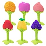 6 Pack Baby Teething Toys for Newborn Infant, BPA Free Freezer Safe Silicone Fruit Baby Teethers Soo