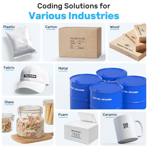 Image of BENTSAI Handheld Inkjet Printer BT-HH62 Series Newly Upgraded with 16H Long Endurance Use for Batch Number Date Code Logo Serial Number QR Code on Plastic Cardboard Wood Metal (1.0 Inch with Sensor)