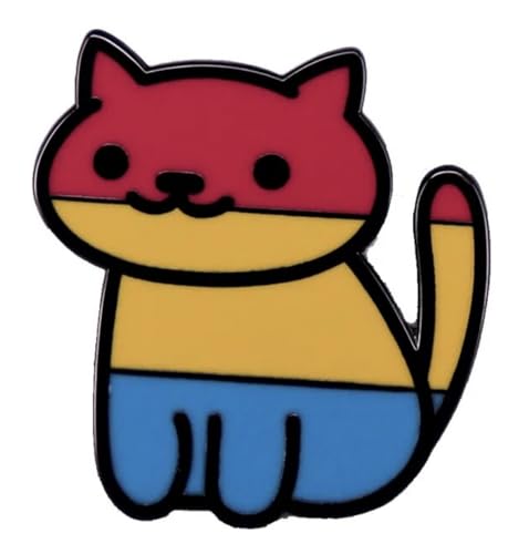 Pinstant Pan Pride Cat Kitten Pansexual They Them Pronouns Non-Binary Nonbinary ���� �j���[�g�����t���b�O�J���[ LGBTQ ���킢�� �J���C�C 1.2�C���` �G�i�����s���o�b