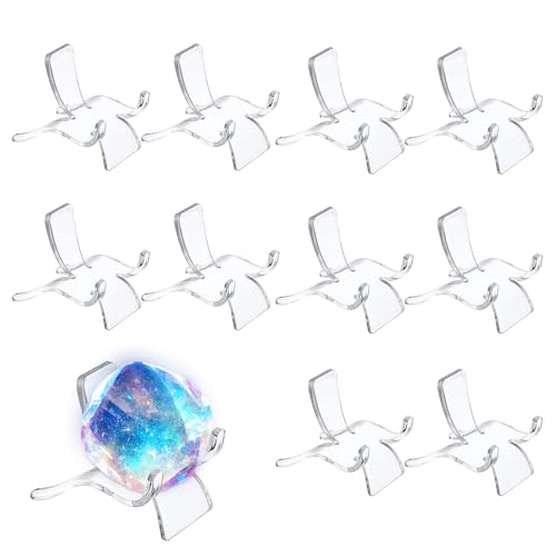 10個アクリルディスプレイホルダー ディスプレイイーゼルスタンド 携帯電話ホルダー ロックミネラル瑪瑙化石サンゴコレクション アクリルディスプレイイーゼルスタンド ジオードロックミネラルメノウ化石サンゴ用 クリアプラスチックディスプレイホルダー 小物コレクター向け