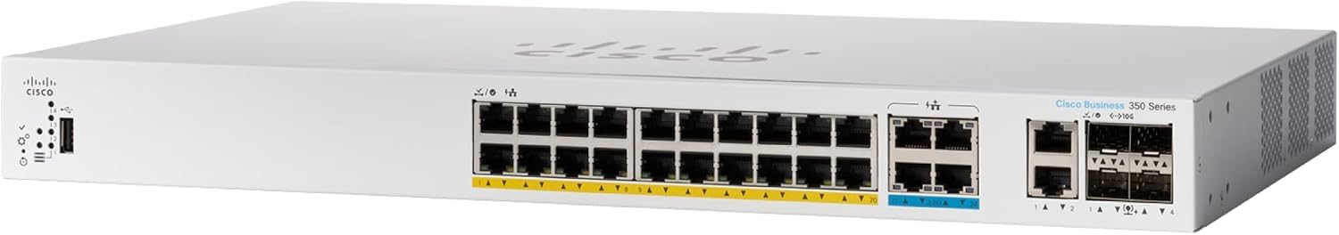 CISCO DESIGNED Business CBS350-24MGP-4X Managed Switch | 4 Port 2.5GE | 20 Port GE | PoE | 2x10G Combo | 2x10G SFP+ | Limited Lifetime Hardware Warranty (CBS350-24MGP-4X-NA)