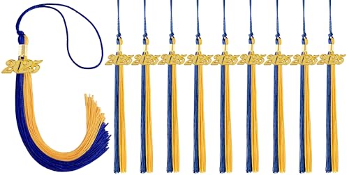 GRADFTY 10 Pieces 2025 Graduation Tassels Bulk, Blue and Gold Tassels 2025