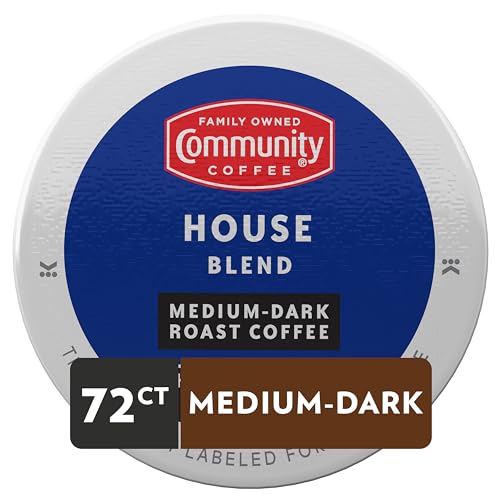 Image of Community Coffee House Blend 72 Count Coffee Pods, Medium Dark Roast, Compatible with Keurig 2.0 K-Cup Brewers, 12 Count (Pack of 6)